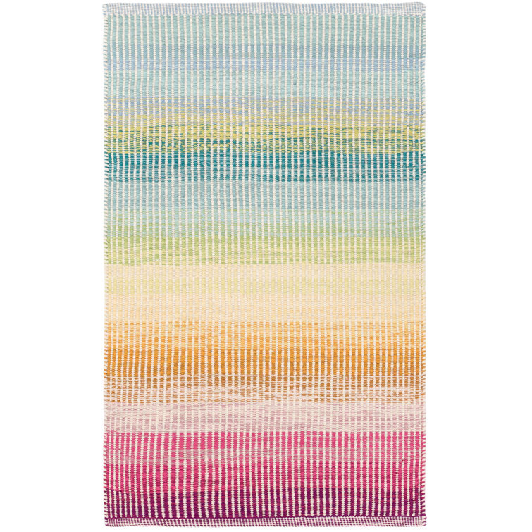 Dash and Albert Rugs Watercolor Striped Handmade Flatweave Cotton Area